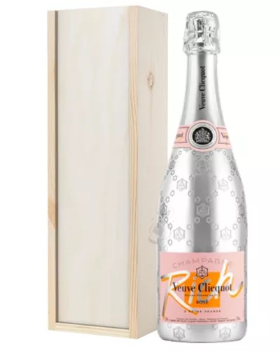 VeuveClicquotRoseRichChampagneGiftInWoodenBox