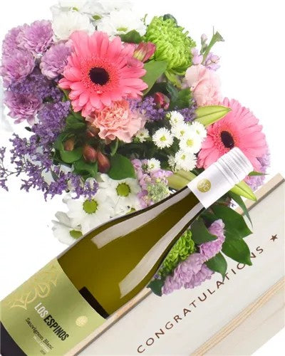 WhiteWineAndFlowersCongratulationsGift