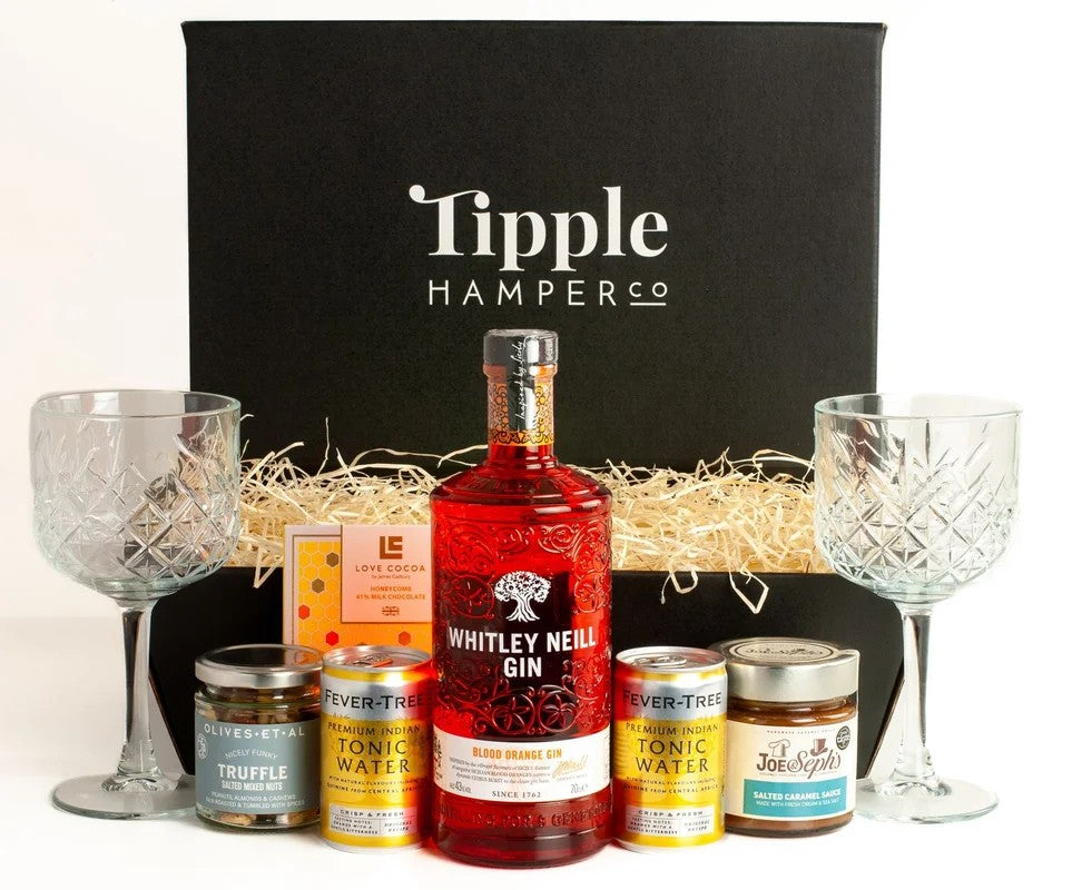 WhitleyNeillBloodOrangeGin,Tonic,VintageGinGlasses,&LuxurySnacksHamper